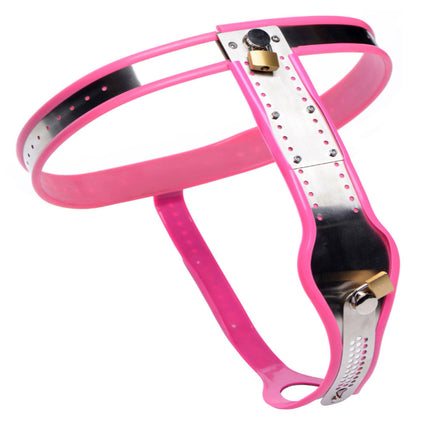 Stainless Steel Adjustable Female Chastity Belt - Pink - BDSM Toys
