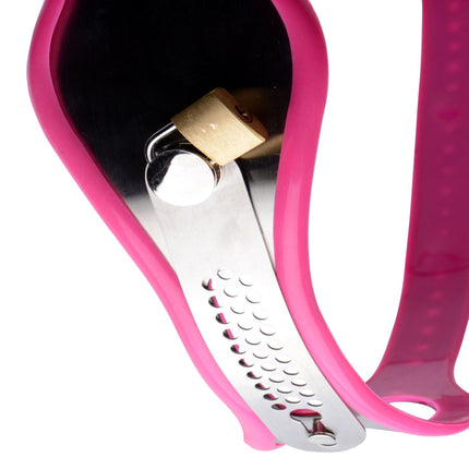 Stainless Steel Adjustable Female Chastity Belt - Pink - BDSM Toys