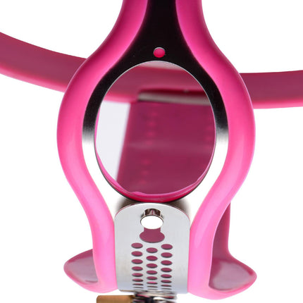 Stainless Steel Adjustable Female Chastity Belt - Pink - BDSM Toys
