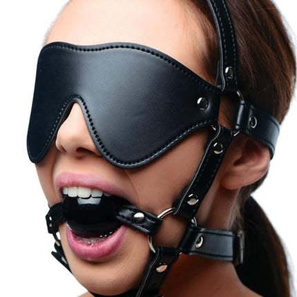Blindfold Harness and Black Ball Gag - BDSM Toys