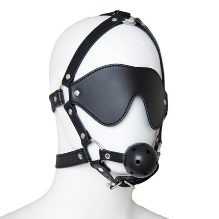 Blindfold Harness and Black Ball Gag