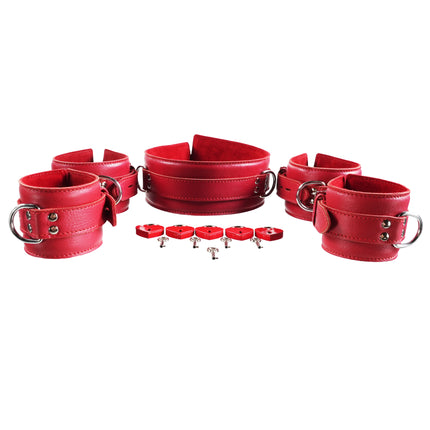 Five Piece Leather Collar Cuffs Set by Kink - Bondage Toys