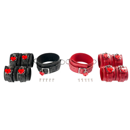 Five Piece Leather Collar Cuffs Set by Kink - Bondage Toys
