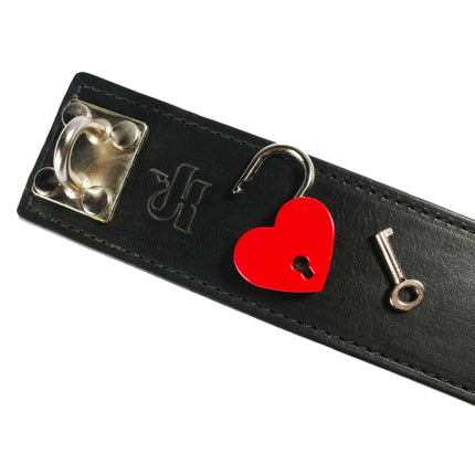Flat Leather Collar with Lock by Kink - Bondage Toys