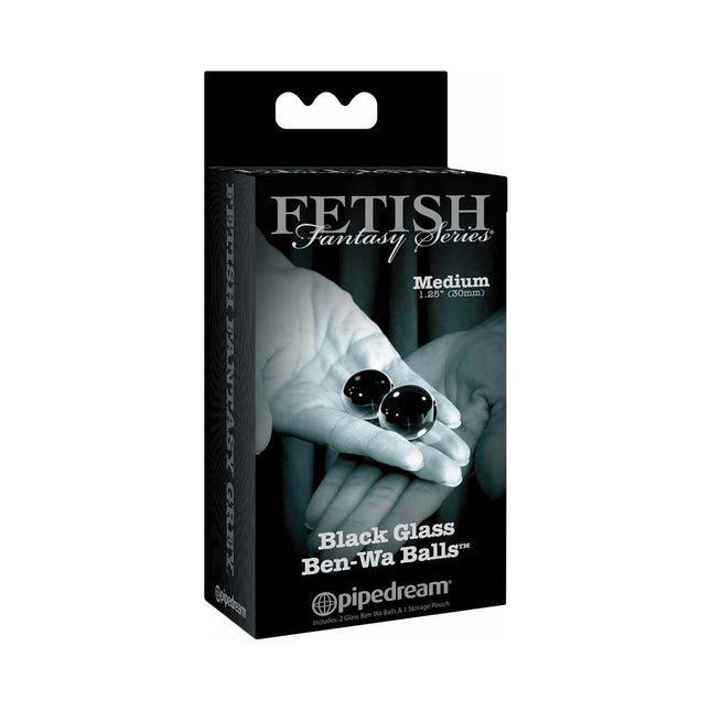 Pipedream Fetish Fantasy Series Limited Edition Black Glass Ben-Wa Balls Medium - Sex Toys