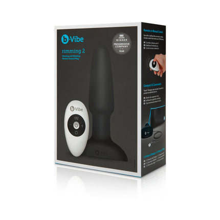 b-Vibe Rimming 2 Rotating and Vibrating Remote Control Plug Black - Sex Toys