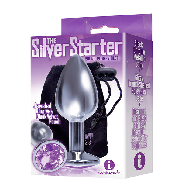 The 9's, The Silver Starter, Bejeweled Stainless Steel Plug, Violet - Sex Toys