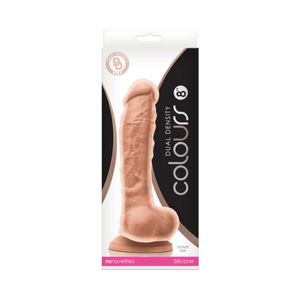 Colours Dual Density 8 in. Dildo Beige - Sex Toys