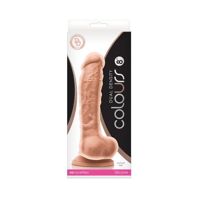 Colours Dual Density 8 in. Dildo Beige - Sex Toys