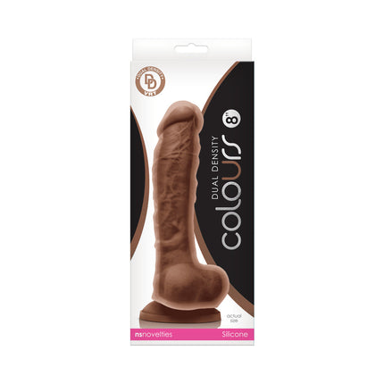 Colours Dual Density 8 in. Dildo Brown - Sex Toys