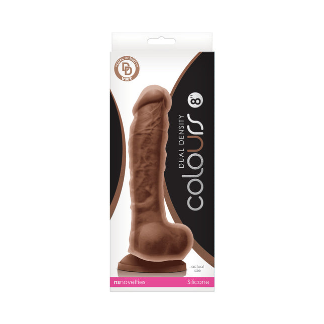 Colours Dual Density 8 in. Dildo Brown - Sex Toys