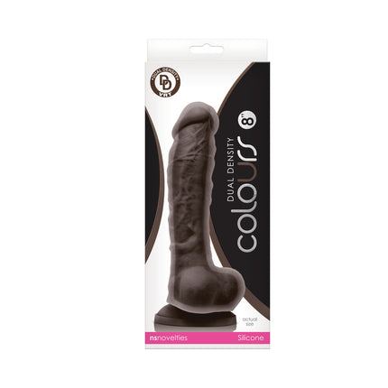 Colours Dual Density 8 in. Dildo Dark Brown - Sex Toys