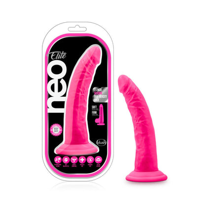 Neo Elite 7.5 in. Silicone Dual Density Dildo Neon Pink - Sex Toys