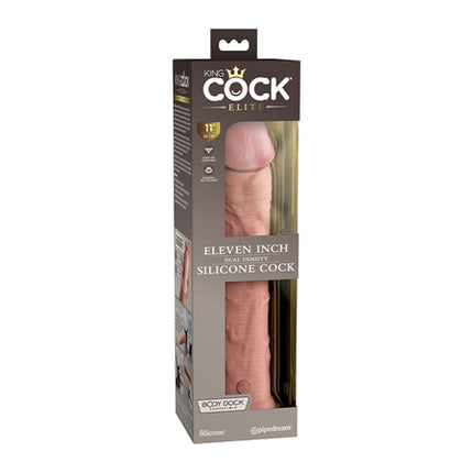 Pipedream King Cock Elite 11 in. Dual Density Silicone Cock Realistic Dildo With Suction Cup Beige - Sex Toys