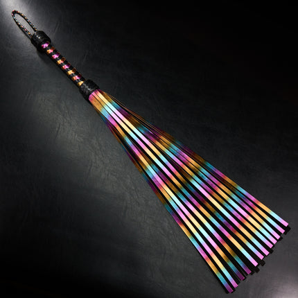 Holographic Rainbow Leather Flogger By Kink