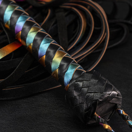 Holographic Rainbow Leather Flogger By Kink