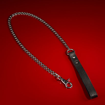 Leather Handle Chain Leash by KINK