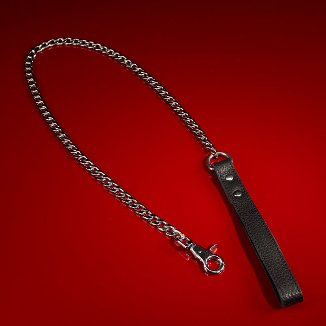 Leather Handle Chain Leash by KINK