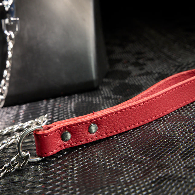 Leather Handle Chain Leash by KINK