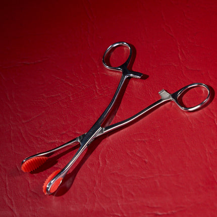 Forceps by KINK locking ring-handle forceps with red silicone grip pads