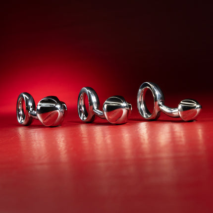 side view three metal butt plugs