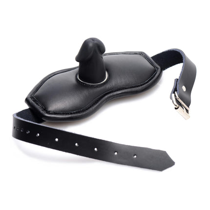 Leather Padded Silicone Penis Mouth Gag - BDSM Toys
