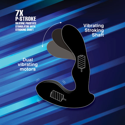 7X P-Stroke Silicone Prostate Stimulator with Stroking Shaft - Sex Toys