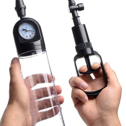 Trigger Penis Pump with Built-in Pressure Gauge - BDSM Toys