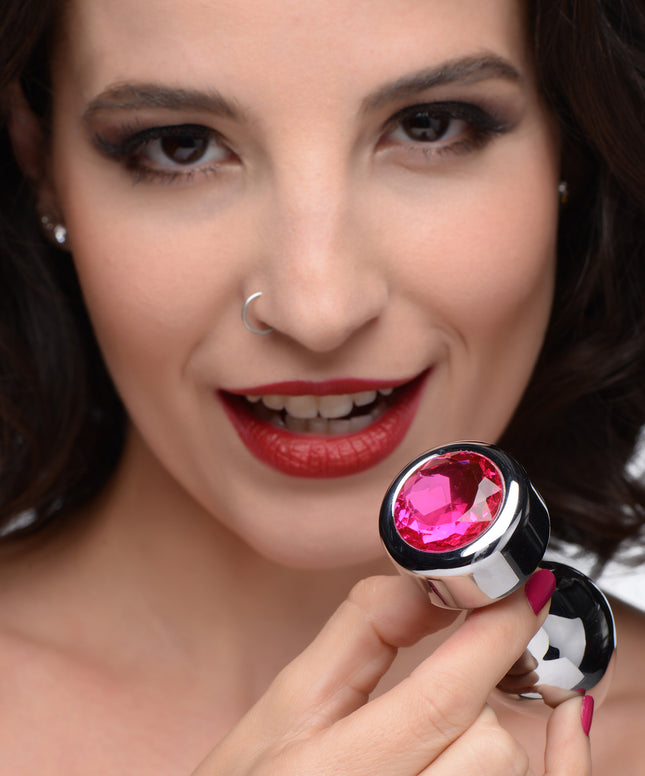 Hot Pink Gem Weighted Anal Plug - Sex Toys