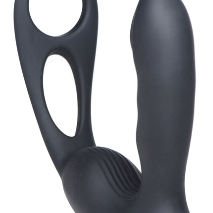 7X P-Strap Milking and Vibrating Prostate Stimulator with Cock and Ball Harness - Sex Toys