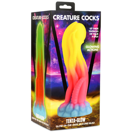 Tenta-Glow Glow-In-The-Dark Silicone Dildo - Sex Toys