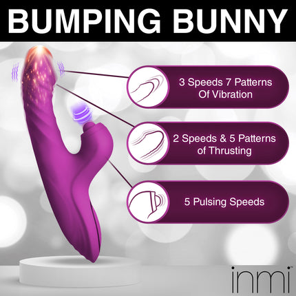 Bumping Bunny Thrusting & Pulsing Silicone Rabbit Vibrator - Sex Toys