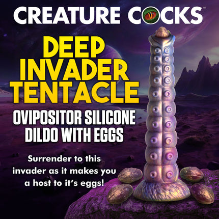 Deep Invader Tentacle Ovipositor Silicone Dildo with Eggs - Sex Toys