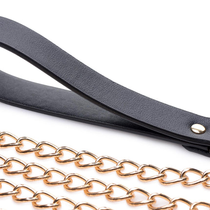 Black and Gold Collar with Leash Kit - Bondage Toys