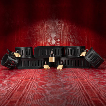 Secure Leather Bondage Seven Piece Restraint Set