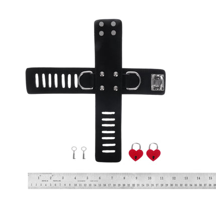 Secure Cross Cuff with D-rings and Locks by Kink - Bondage Toys