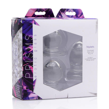 Triplets 3 Piece Glass Anal Plug Kit - Sex Toys