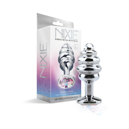 Nixie Ribbed Metal Butt Plug Honey Dipper Large - Sex Toys