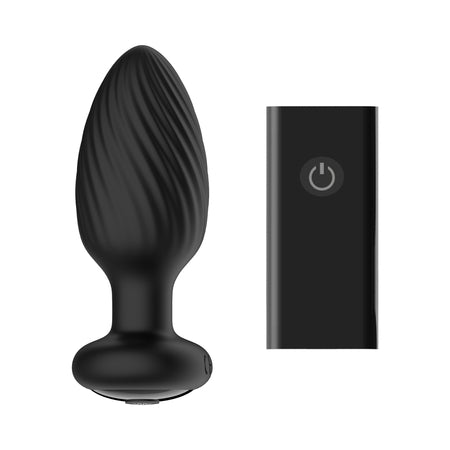 Nexus Tornado Medium Rotating and Vibrating Butt Plug with Remote Control Black - Sex Toys