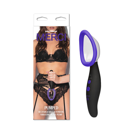 Merci Pumped Rechargeable Automatic Vibrating Pussy Pump Black - Sex Toys