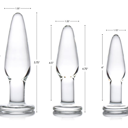 Dosha 3 Piece Glass Anal Plug Kit - Sex Toys