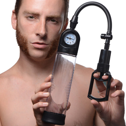 Trigger Penis Pump with Built-in Pressure Gauge - BDSM Toys