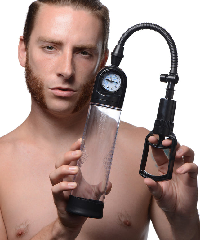 Trigger Penis Pump with Built-in Pressure Gauge - BDSM Toys