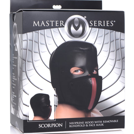 Scorpion Hood With Removable Blindfold and Face Mask - BDSM Toys