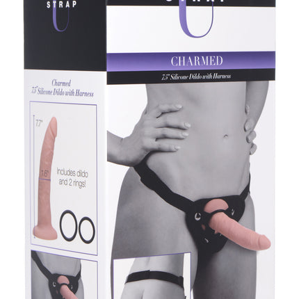 Charmed 7.5 Inch Silicone Dildo with Harness - Sex Toys