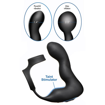 10X Inflatable and Vibrating Prostate Plug with Cock and Ball Ring - Sex Toys