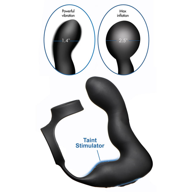 10X Inflatable and Vibrating Prostate Plug with Cock and Ball Ring - Sex Toys