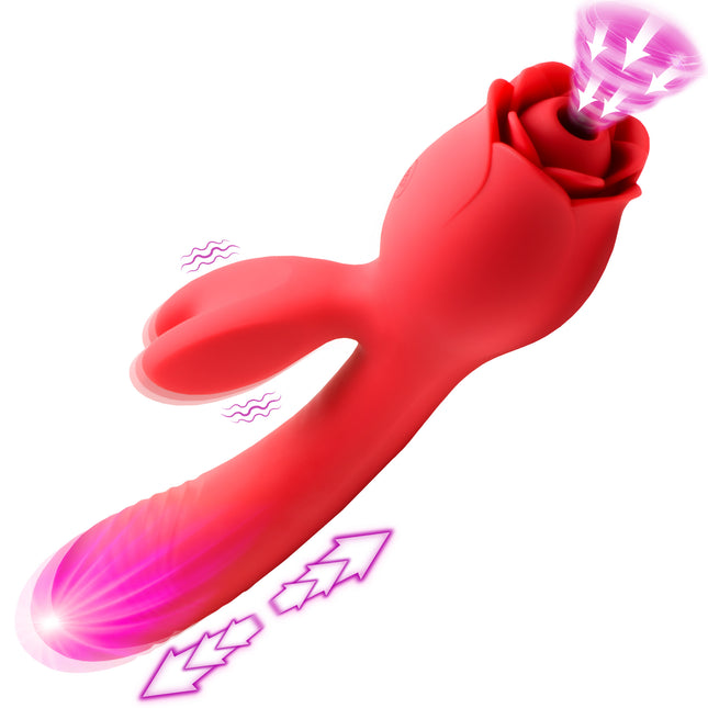 Blooming Bunny Sucking and Thrusting Silicone Rabbit Vibrator - Sex Toys