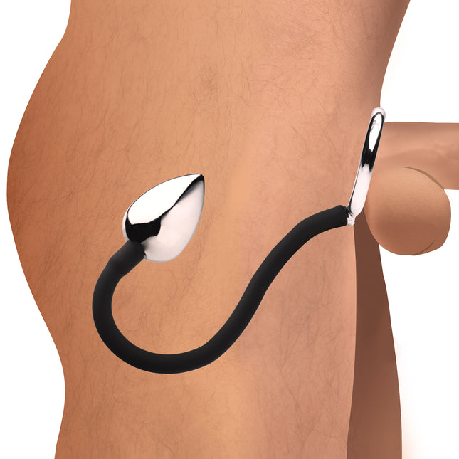 Tug and Plug Cock and Ball Ring with Anal Plug - Sex Toys