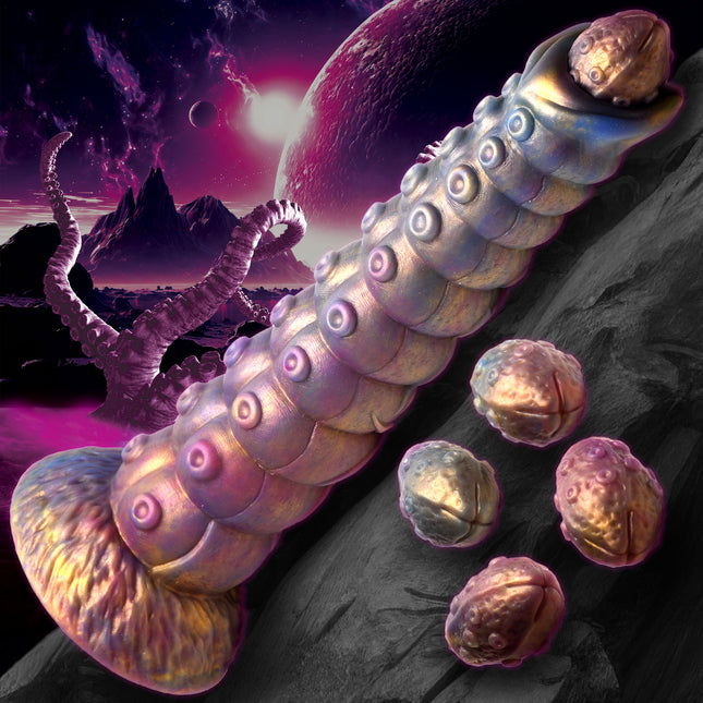 Deep Invader Tentacle Ovipositor Silicone Dildo with Eggs - Sex Toys
